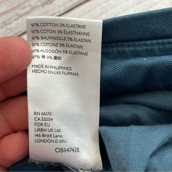 Anthropologie Ellie Embroidered Utility High Waisted Paperbag Pants Teal Size 10 - Picture 9 of 12